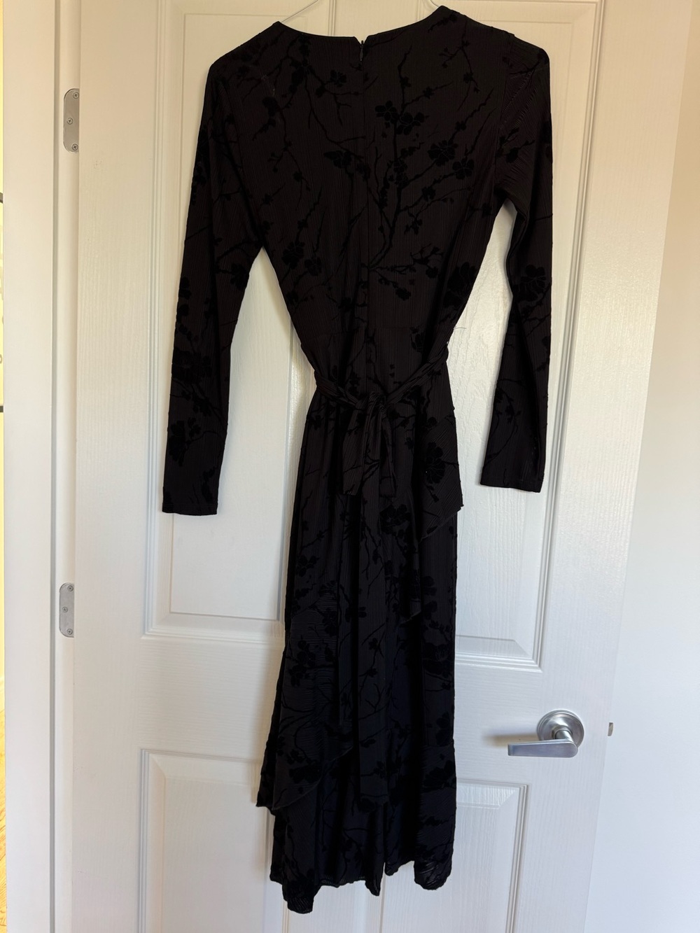 RACHEL Rachel Roy Black Long-Sleeve Floral Wrap Dress